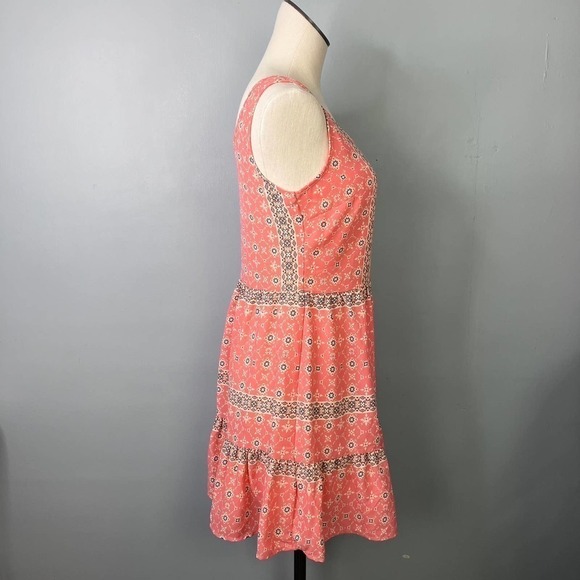 SWEET Journey Peachy Pink Casual Crepe Satin Sleeveless Mini Ruffle Dress Size S - Picture 6 of 12